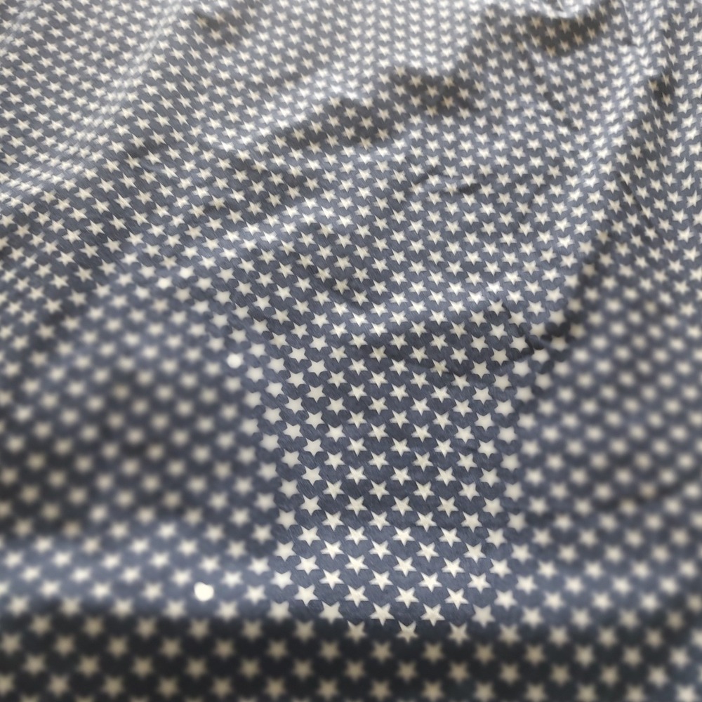 Tommy Jeans Mens Star Print Button Down Shirt Navy Blue Short Sleeve Large